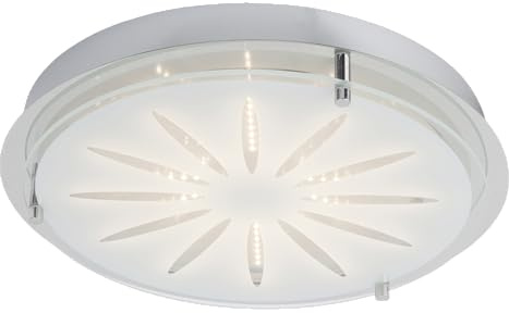 Lightbox runde LED Wand- und Deckenlampe mit Ø 33 cm - Basic Deckenleuchte - 16 W - 1600 lm - 3000 K - aus Metall/Glas - in Chrom