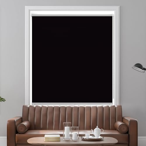 Verdunkelungsrollo Klemmfix Ohne Bohren 70 x 150 cm Sonnenschutz Blickdicht Klemmfix Rollo Seitenzugrollo Höhe Stufenlos Verstellbar für Fenster & Tür, Schwarz