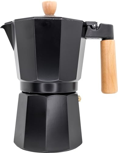 Nerthus FIH 1253 caffettiera italiana induzione 9 tazze alluminio design nero legno per caffè