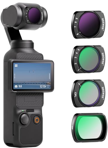NEEWER Filter Set kompatibel mit DJI Osmo Pocket 3 / Pocket 4 / Xtra Muse, 4er Pack magnetisches ND Filter Zubehörset für Action Kameras (UV + CPL + variabler ND2-32 + ND64-512)