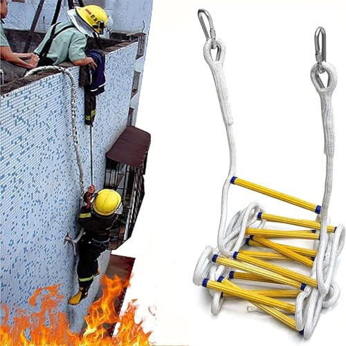 Escalera de Escape en Caso de Incendio de 3 a 50 Metros Cuerda de Rescate Antideslizante Respuesta de Seguridad en el Trabajo de Emergencia Autorescate Salvavidas Escape de Escalada en Roca, 15 m