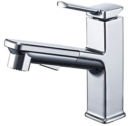 Waschtischmischer mit ausziehbarer Brause, Messing, heißes und kaltes Wasser, Doppelmuster, Einloch-Badarmaturen, grau (Color : Noir)