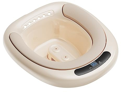 Eljeczt Sitzbad Für Toilette Foldable Sitz Bath for Toilet Seat Portable Bidet for Toilet Postpartum Haemorrhoids Perineum Cleansing Washing Aid for Personal Care,PU,Light Tan