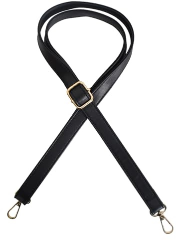 Colexy Frauen Leder Schulterriemen Trageriemen Verstellbarer 70-130cm | Schwarz Schultergurt Umhängetasche Trageriemen mit Metallwirbel Haken Längenverstellbarer für Umhängetaschen Handtaschen