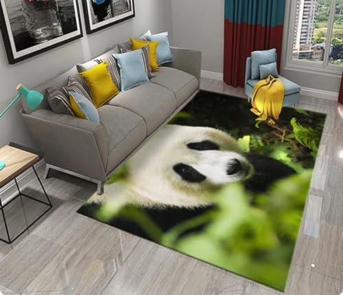 KIESEY Panda Print Bambus Teppich Wohnzimmer Schlafzimmer Türmatte Küche Eingang Dekoration rutschfeste Fußmatte 200x300cm