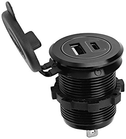 Ricarica Rapida per Auto, QC3.0 + TIPO C PD Car Marine Boat USB Ricarica Rapida LED Voltmetro Amperometro Caricatore in Lega di Alluminio