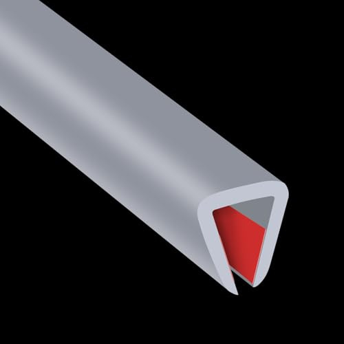 Gummi-Kantenverkleidung, flexible Kantenverkleidung für scharfe Kanten, 8,0 mm U-K-Kantenschutz, selbstklebender Kantenschutz für Sperrholz, Glas, Flexiglas und Blechteile, 6 m, Grau