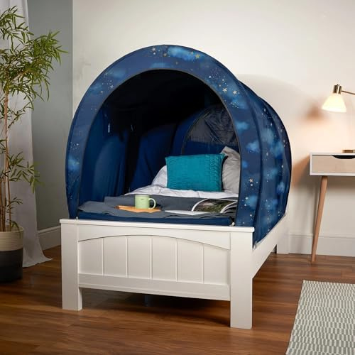 Snuggy Pod Bed Canopy - Gold Star (Double Size) | Sensory-Friendly Enclosed Pop-Up Bed Tent for Kids & Adults | Indoor Sleep Pod for Privacy & Light Control | Lightweight, Breathable & Foldable Design