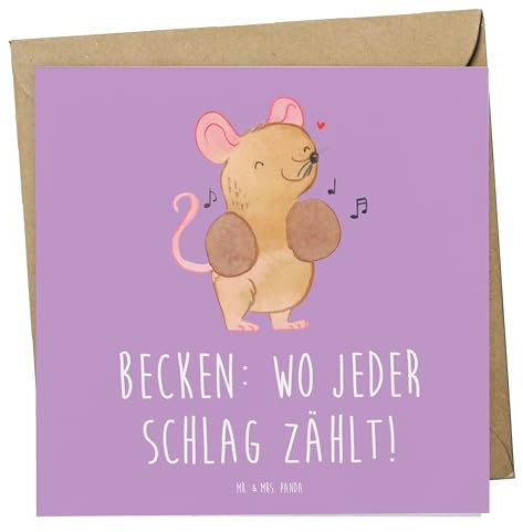 Mr. & Mrs. Panda Geburtstagskarte Becken - Geschenk, Musiker, Musikinstrumente, Musikfans, Musizieren, Klappkarte, Glückwunschkarte, Klang, Rhythmus, Design, personalisierte Geschenke, weihnachtskarte