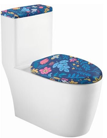 NICENEEDED Floral Print Toilet Cover and Tank Lid Pack of 2, Toilet Tank Lid Cover Replacement with Stretch Edges, Washable Toilet Cover Suitable for Most Toilets Bedroom Decorations