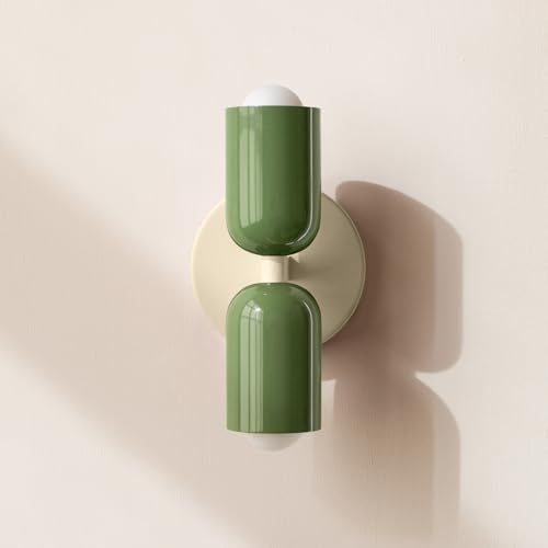 niuniaj Wandleuchte innen,2 Flammig Up and Down Wandlampe Wandbeleuchtung | E27 Modern Wandlampe für Wohnzimmer Schlafzimmer Flur Balkon Treppe Kinderzimmer Büro Schminktisch,Grün