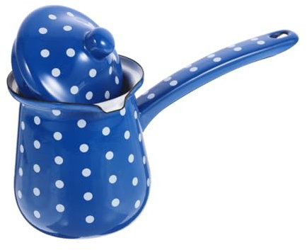 DECHOUS Enamel Turkish Coffee Pot Retro Coffee Kettle Large Blue White Dot Sturdy Compact for Tea Accessories