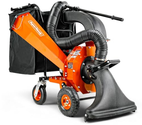 SuperHandy Leaf Vacuum & Wood Chipper -196CC Gas Engine, 10:1 Mulch Ratio, 175 L Collection Bag Capacity, Castor Wheels, Dual Function: Walk-Behind Leaf Vacuum Mulcher & Wood Chipper
