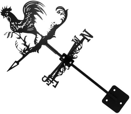 ifundom Girouette De Toit Coq en Fer 3D Décorative Jardin Terrasse Indicateur De Vent Résistant Solide Rigide