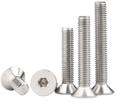 YANGC Bulloni a testa esagonale svasata M4 4 mm X 5 6 7 8 910 12 14 75 80 85 90 95 100 150 mm Viti a testa piatta in acciaio inox 304 con esagono incassato(M4x30mm 30pcs)