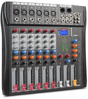 Mesa Mezclas DJ, Mezclador de audio profesional 6 canales Equipo de música DJ