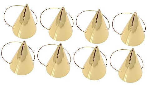 HEMOTON 8 Stück Teiliges Geburtstag Partyhüte aus Papier Goldene Kegelhüte mit Kinnband Funkelnde Geburtstag Dekorationen für Erwachsene Feieraccessoires