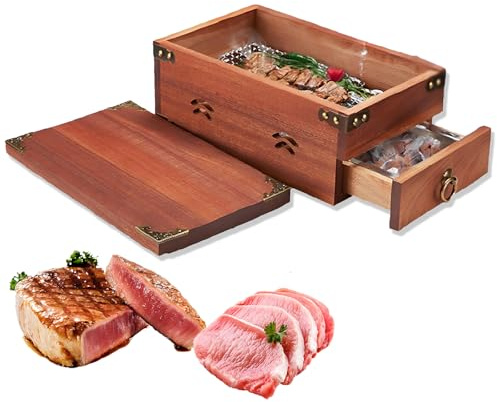 RKXKJ Barbecue Fumé Au Bois, Fumoir, pour Barbecue À Gaz Et À Charbon, Fumage De Viande, Assiette À Steak, pour Hôtels, Restaurants, Clubs Et Amateurs De Barbecue.