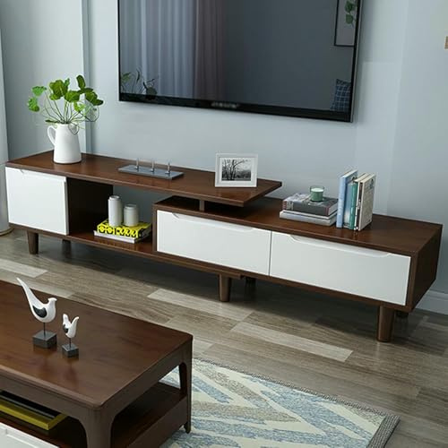LYJYUJIE Stand TV Estendibile con Cassetti, Centro di Intrattenimento Reversibile con Console TV Moderna con Mensole per La Camera da Letto del Soggiorno ~/
