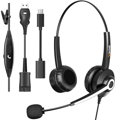 Wantek Cuffie USB con microfono, Cuffie PC con microfono per ufficio e lavoro, riunioni, videoconferenze, telelavoro, call center, Skype, Zoom
