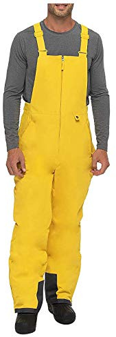 Pantaloni e grembiule impermeabili da uomo per sci - Salopette traspirante e antivento, resistenti all'acqua, per lo sci, lo snowboard e gli sport invernali, Giallo, L