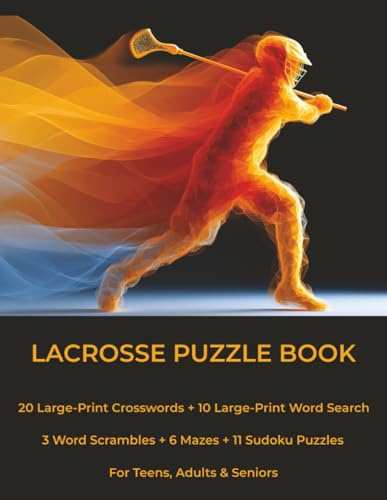Lacrosse Puzzle Book: Large-Print Crosswords, Word Searches, Sudoku, Mazes & Word Scrambles