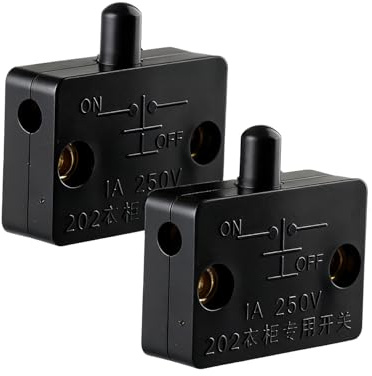 Wellrun 2PCS 250V Cupboard Door Light Switch,Smart On/Off Switch,Push to Break Light Control for Closet,Bookshelf,Wine Cabinet(Black)