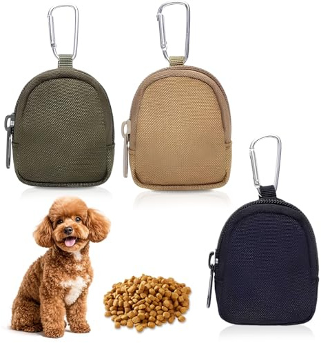MXGHIR 3 Stück Leckerlitasche für Hunde, Leckerlibeutel für Hunde mit Reißverschluss und Karabiner Futterbeutel Hundetraining Tragbare Mini Hundeleckerli Tasche