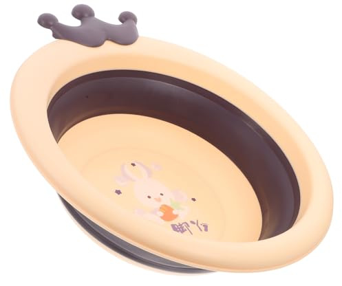 Faltbares Babywaschbecken mit Cartoon Design, Rosa, Tragbar | Pp und Tpe, mit Haken zum Aufhängen, Leicht Entleerbar, Platzsparend für Reisen