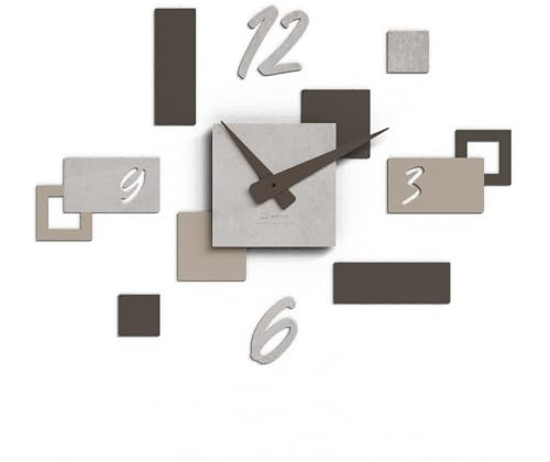 Giallobus - Orologio da Parete Adesivo Modulare Geotime - Stone - Legno Mdf - Geotime - 12S_Concrete - Orologio da parete moderno - Numeri adesivi 3d - Costruzione modulare
