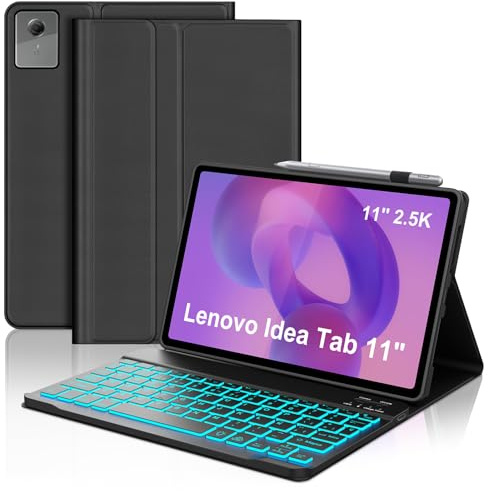 SENGBIRCH Funda con Teclado para Lenovo Idea Tab 11 2025, Español Ñ Bluetooth Inalámbrico Extraíble Retroiluminación Teclado para Lenovo Idea Tab 11 Pulgadas (TB336FU/TB336ZU), Negro