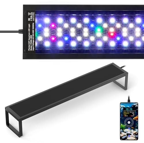 fishkeeper 6-Rows WRGB Aquarium Beleuchtung, Aquarium Lampe LCD-Steuerung | 24/7 Aquarium Licht, Programmierbar DIY Modu mit Timer (1-Min) & 1%-Dimmung & 9 Farben & 1-Tasten-Sync & Speicherfunktion