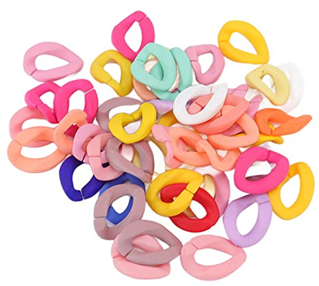 Tyenaza 50 Stück Kettenglieder, bunte abnehmbare offene Acryl-Kettenglieder, DIY-Schmuckherstellung, Kettenschnallen-Dekoration (Solid Mixed Color)
