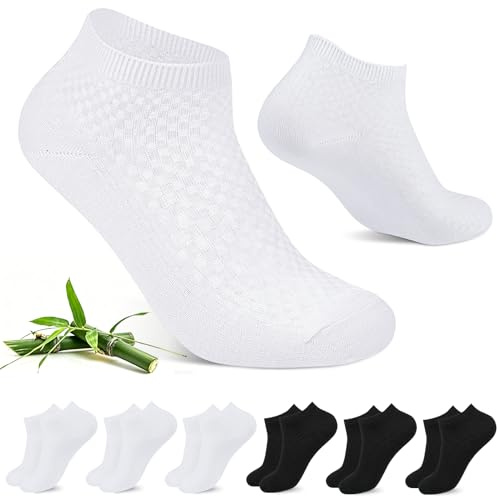 Kiiwah 6 Paia Calzini Corti Uomo Bambù, Traspiranti Calze Corte Caviglia, Antibatterici e Anti-Odore Calzini In Bambù Sportivi Calzini da Sneaker Per Corsa, Lavoro, Tennis e Tempo Libero