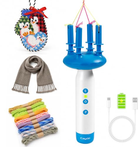 Caydo Cord Maker & Fringe Twister Machine T1, Rechargeable &2-Speed Control | Electric Cording Maker Tool, Portable Yarn Twister for Needlepoint, Macrame, Scarves, Blankets, Tassels, Knitting Kit
