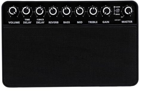 FILFEEL Mini Amplificatore per Chitarra Bluetooth con Ingresso Jack per Cuffie AUX e Manopole GAIN TONE per Esercitarsi con la Chitarra Elettrica e Performance Dal Vivo