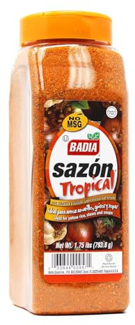 Badia Sazon Tropical con coriandolo e annatto (ambra), 793,8 g, ideale per riso giallo, stufati e zuppe