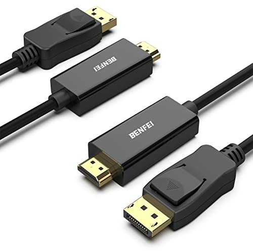 BENFEI 4K DisplayPort auf HDMI Kabel 1,8M 2 Stück, Unidirektionales DisplayPort-Computer zu HDMI-Monitor, DP 1.2 zu HDMI 1.4 kompatibel mit HP ThinkPad AMD NVIDIA Desktop