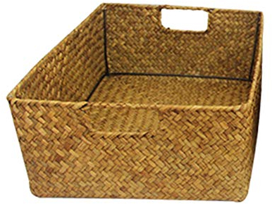 Cesto rettangolare in erba marina con maniglia, cestino in rattan intrecciato, cesto per la biancheria in vimini, cesto porta asciugamani, cestino portaoggetti, scaffali e scrivanie, 30 x 20 x 10 cm
