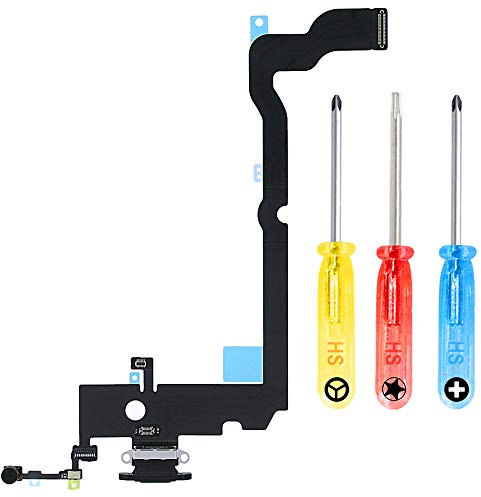 MMOBIEL Ladebuchse Kompatibel mit iPhone XS Max - 6.5 inch - 2018 - Dock Connector Flex Kabel - Audio Jack/Mikrofon/Antenne Ersatz - Inkl. Schraubenzieher - Grau