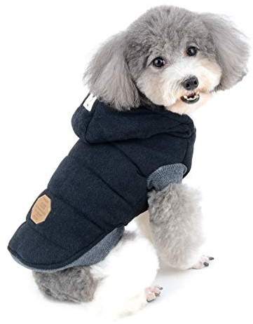 Ranphy Cotton Fleece Small Dog Jackets Hoodie for Cold Weather Girl Boy Puppy Cat Winter Coat with Hood Sweater 2 Leg Hooded Outfits Pet Soft Vest Clothes Apparel for Chihuahua Poodle Teacup Dog