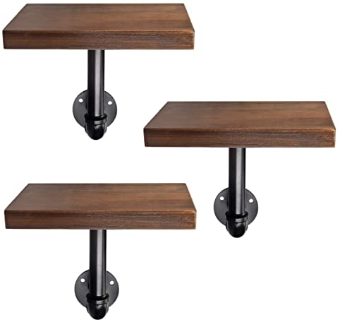 Navaris Wandregal Regal aus Holz und Metall - 3er Set Schweberegal Hängeregal - Ablage für Bilderrahmen Deko Bücher Blumentopf - einfache Montage