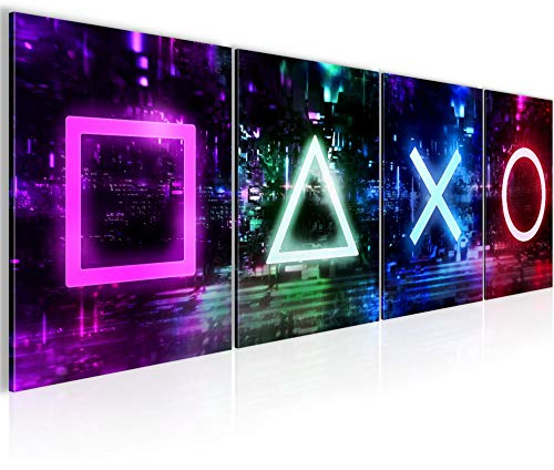 Runa Art Bilder Set 4 Teilig Spielkonsole Gamer Wandbilder XXL Kinderzimmer 160 x 50 cm Bunt Modern 038846a