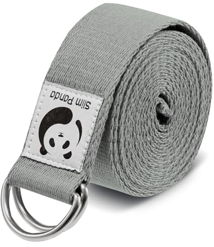Slim Panda Baumwolle Yoga Gurt - Praktisches Yogagurt Zubehör für Dehnen und Fitness, Yoga Band mit Schiebeschnalle aus Metall, Gut für Anfänger & Fortgeschrittene, Mehrere Farben (180/250cm)