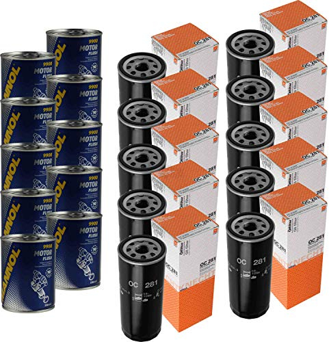 QR-Parts Set 85702356 OC 281 9900 10x Original MAHLE/KNECHT Ölfilter + SCT Motor Flush Motorspülung