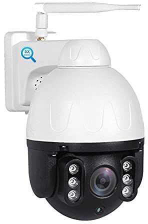 Jings Wifi Camera Outdoor, PTZ 5MP 5X Optical Zoom IP Camera AI Auto Tracking CCTV Camera Color Night Vision Security Camera CamHi APP
