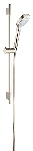 Hansgrohe Croma Select E 15,2 cm Handbrause mit Gleitstange und Schlauch in gebürstetem Nickel, 04941820