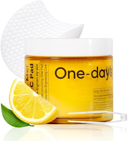 One-day's you Help Me Honey-C Pad | Aufhellendes und feuchtigkeitsspendendes Toner-Pad für die tägliche Pflege | 125ml & 60 pads | Koreanische Pflege für sensible Haut