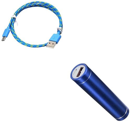 Pack Batterie pour ZTE Axon 30 Smartphone Type C (Cable Tresse 3m + Batterie Chargeur Externe) Android 2600mAh (Bleu)