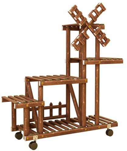 XJHOME Blumentreppe aus Holz Pflanzentreppe für Innen Außen Garten Pflanzenregal Aussen Draußen Blumenständer Blumenregal Leiterregal Dekoratives Fenster Regals (Size : C)